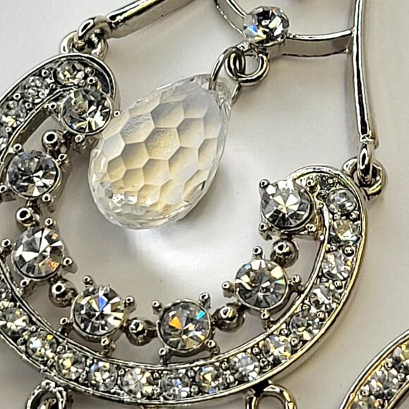 Crystal Chandelier Earrings Silver Long Earrings Bridal Earrings - Picture 4 of 8